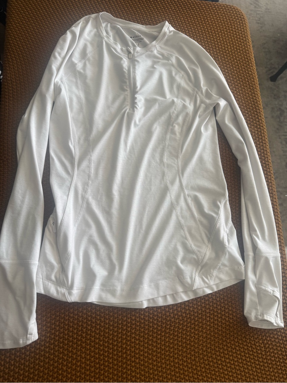 Athleta White Quarter-Zip Athletic Top